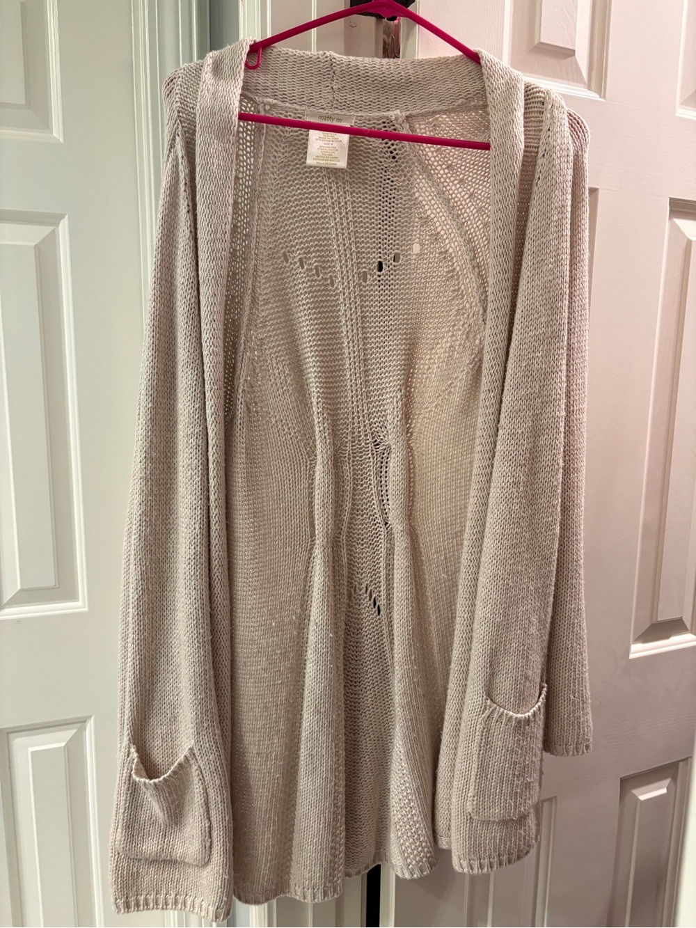 Light Beige Women's Knit Cardigan Sweater